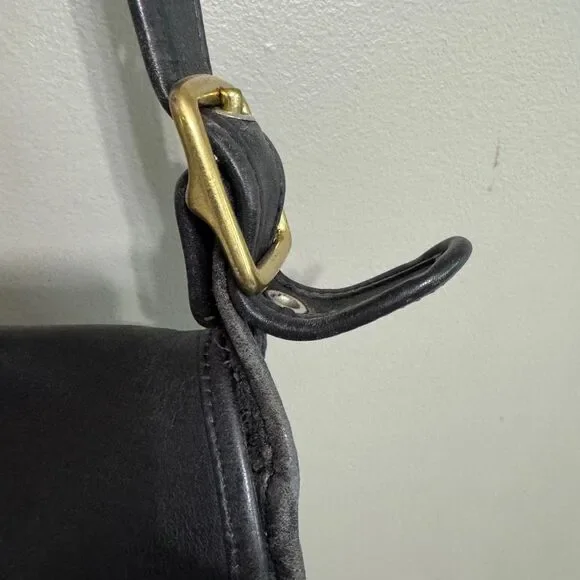 Coach 9525 Vintage Old Stewardess Black Leather Shoulder Bag - Picture 6 of 11